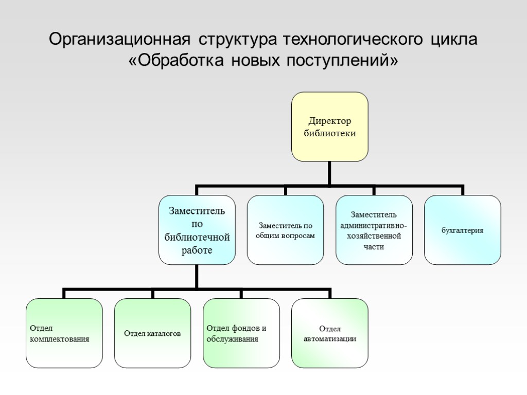 Организационная структура технологического цикла «Обработка новых поступлений»